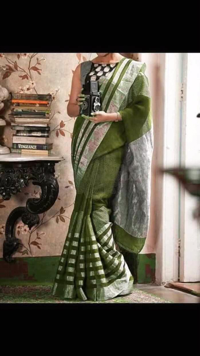 Linen saree silkzon.in
