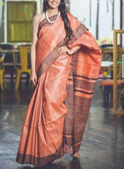 Tussar ghicha silk saree silkzon.in