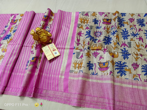 TUSSAR SILK PRINT SAREE