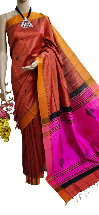 Pure Tussar Silk print saree