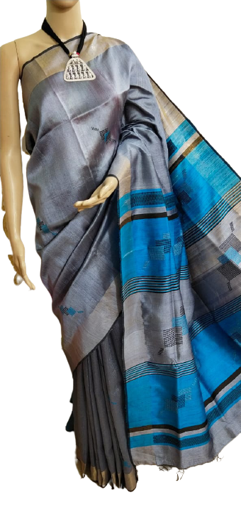 TUSSAR SILK PRINT SAREE