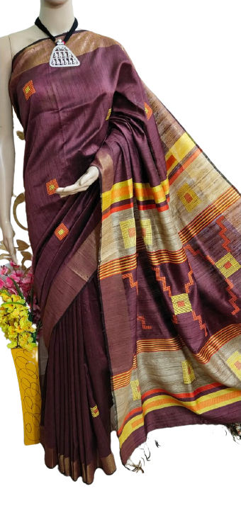 TUSSAR SILK PRINT SAREE