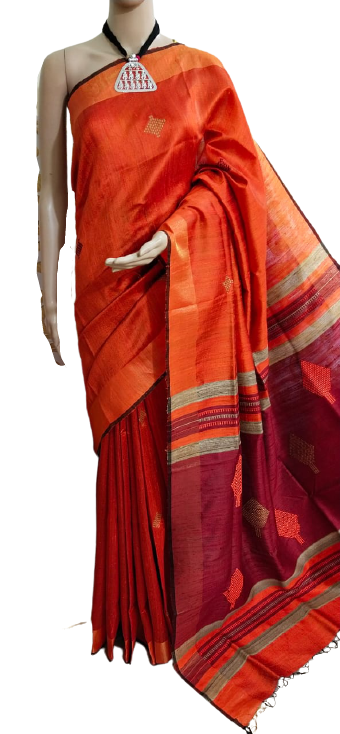 Pure Tussar Silk print saree