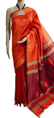 Pure Tussar Silk print saree