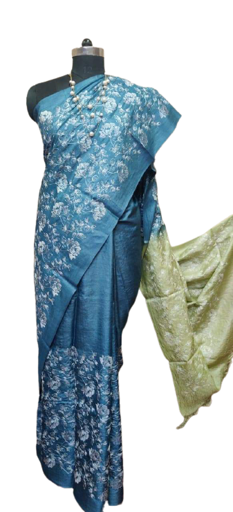 Pure Tussar Silk print saree