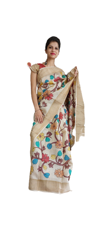 Pure Tussar Silk print saree