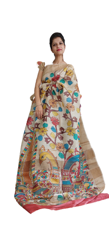 Pure Tussar Silk print saree