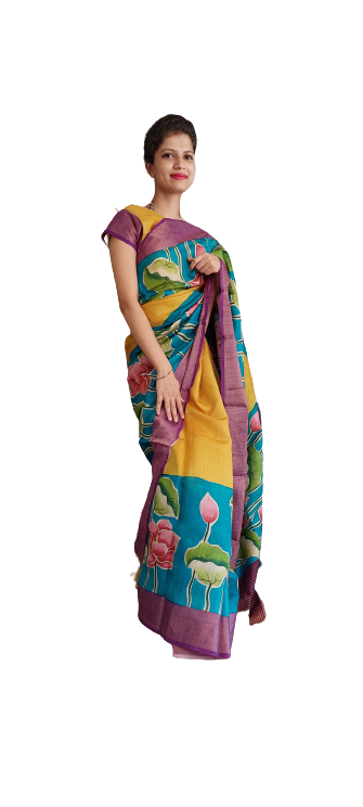 Pure Tussar Silk print saree