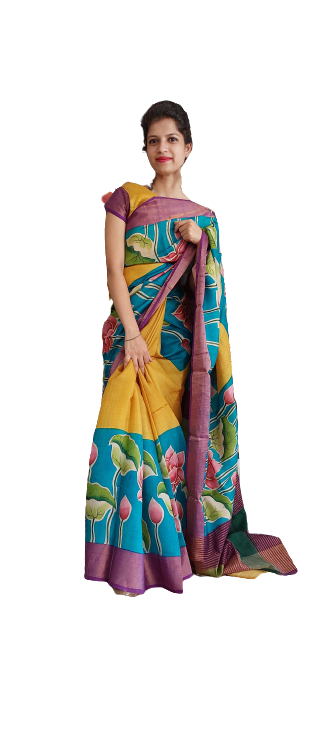 Pure Tussar Silk print saree