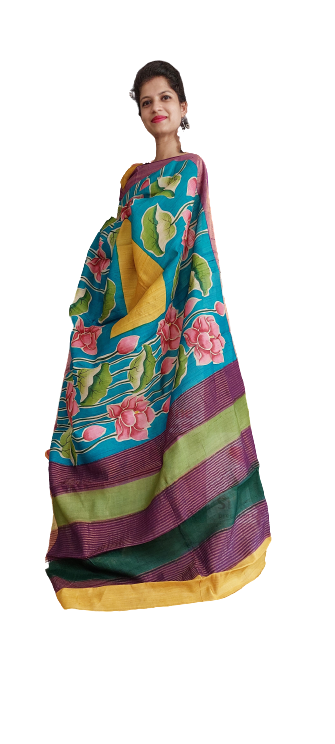 Pure Tussar Silk print saree