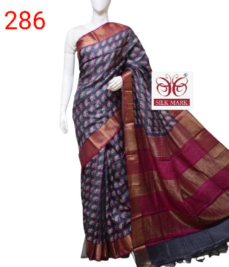 Pure Tussar Silk print saree