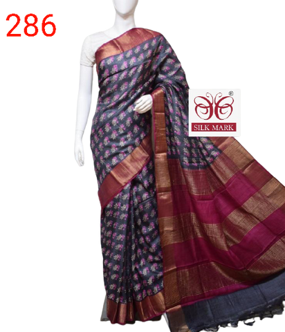 Pure Tussar Silk print saree