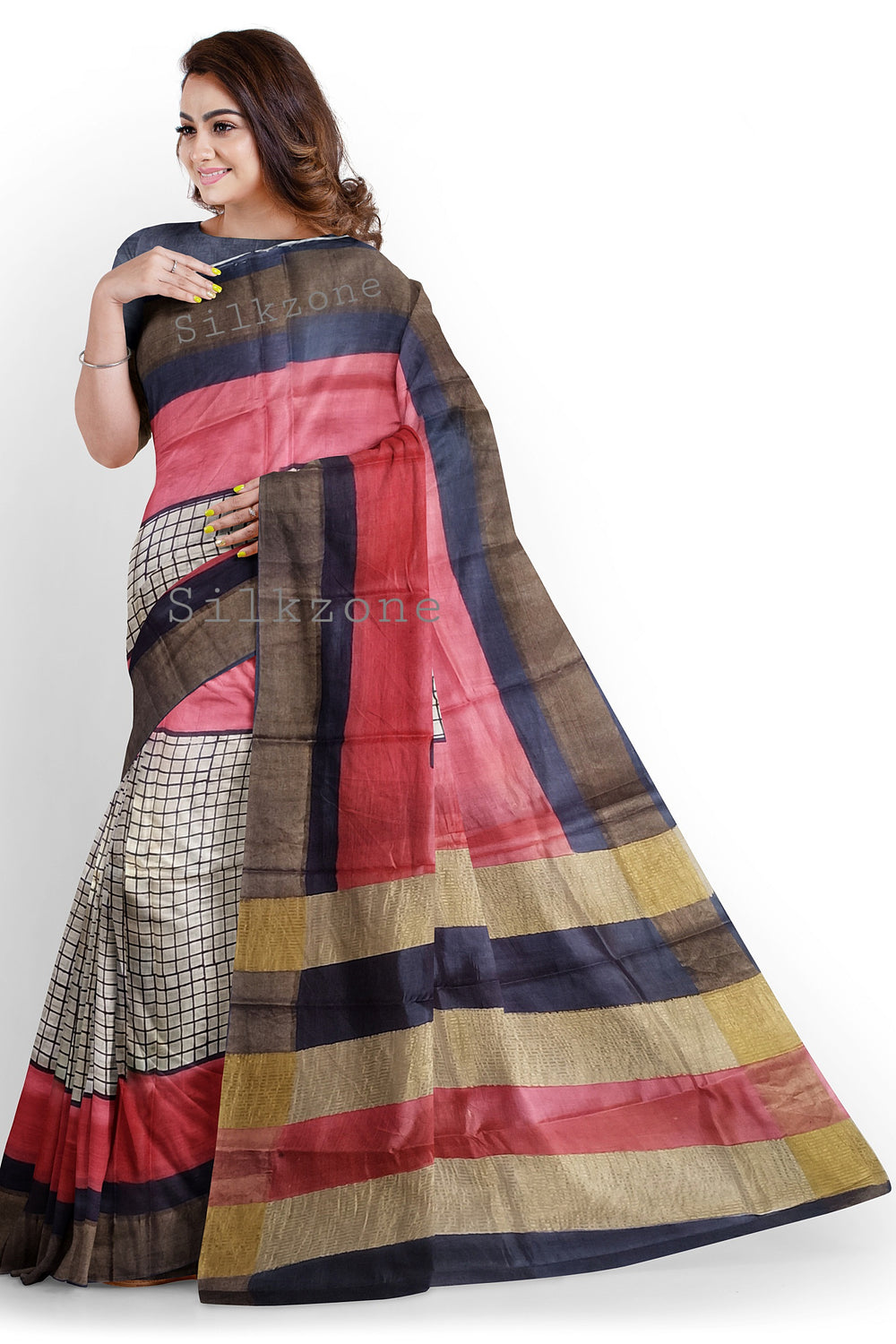 Pure Tussar Silk print saree