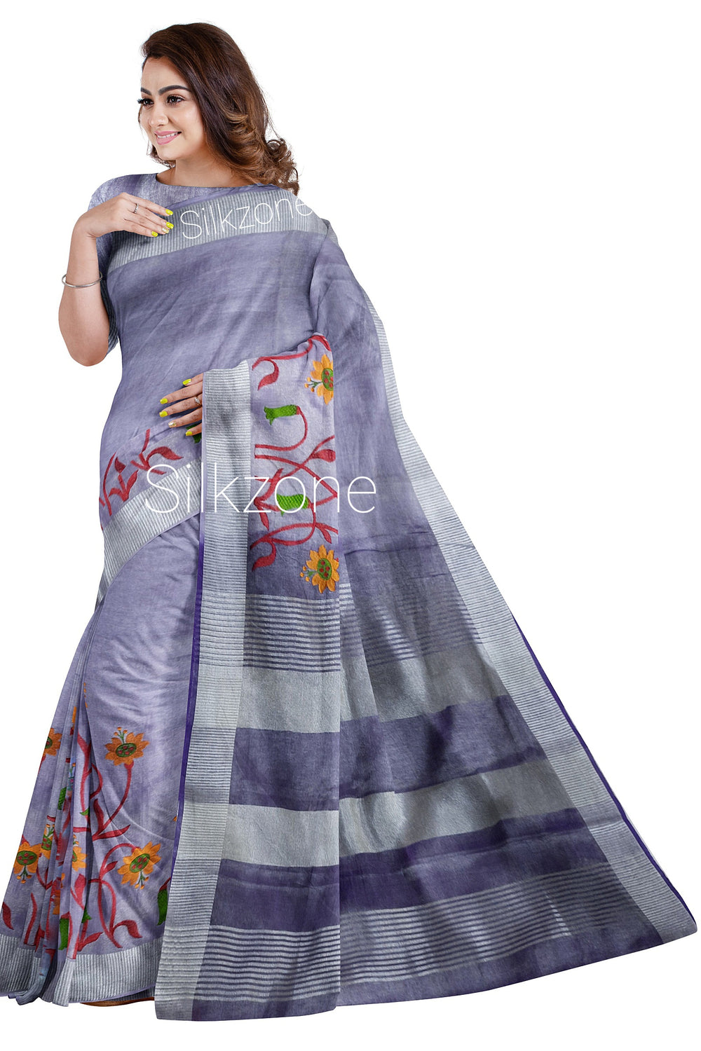 Pure Tissue linen embroidery saree SILK ZONE