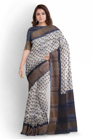 Pure Tussar Silk print saree