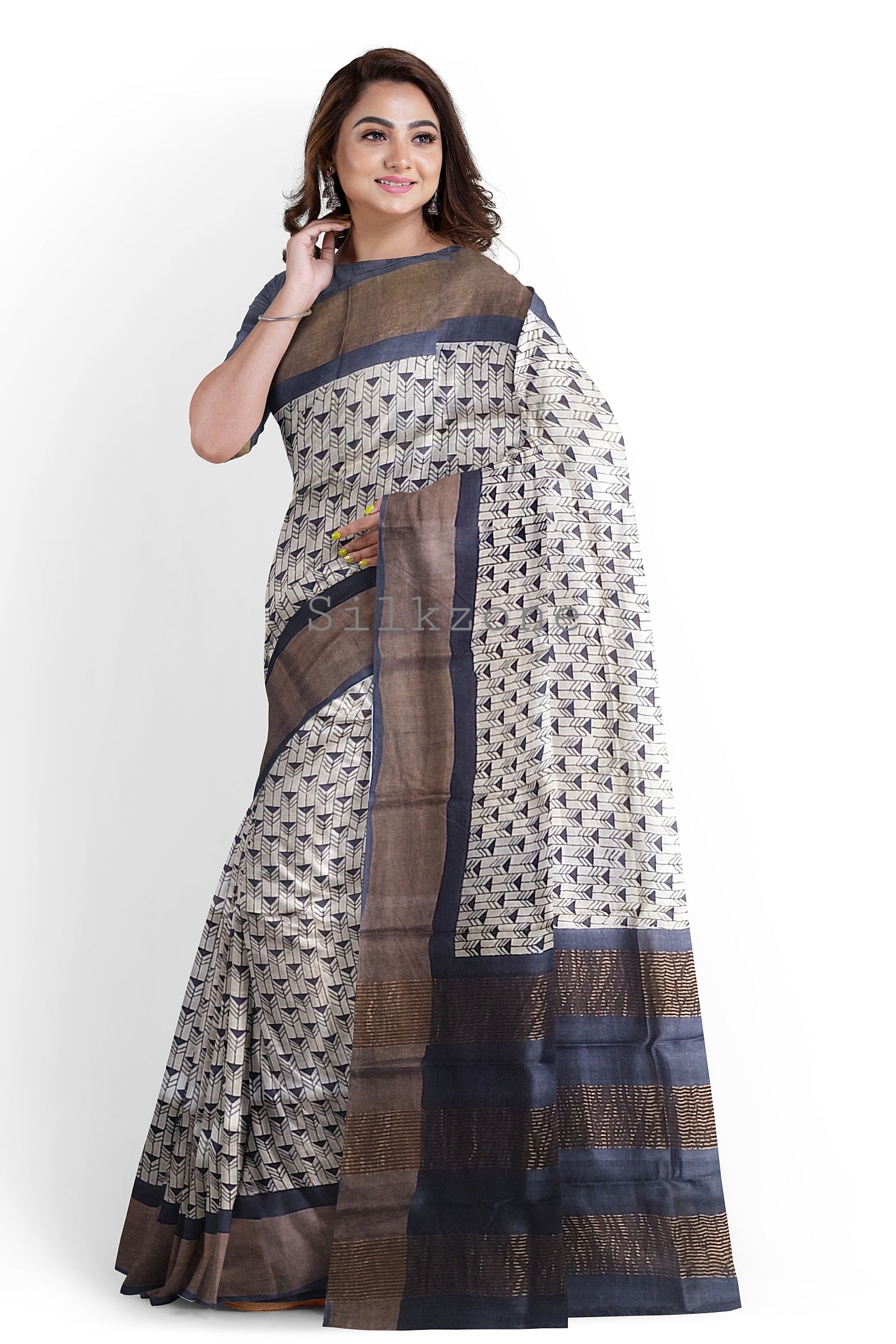 Pure Tussar Silk print saree