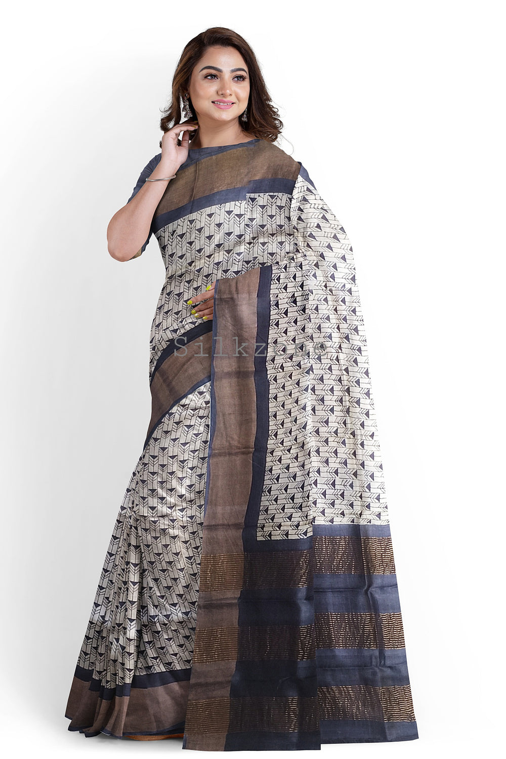 Pure Tussar Silk print saree