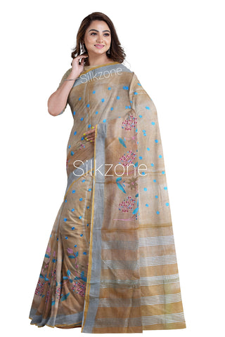 Tissue Linen Embroidery Saree SILK ZONE