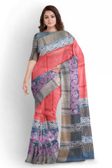 Pure Tussar Silk print saree