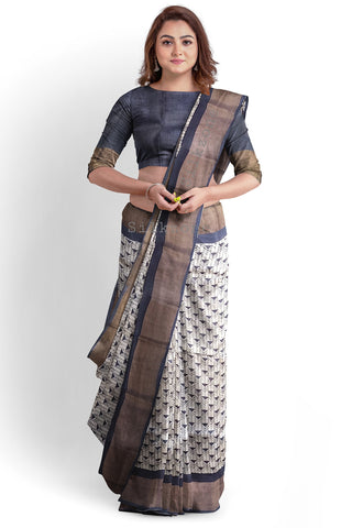 Pure Tussar Silk print saree