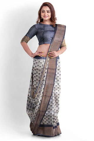 Pure Tussar Silk print saree