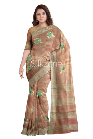 Tissue Linen Embroidery Saree SILK ZONE