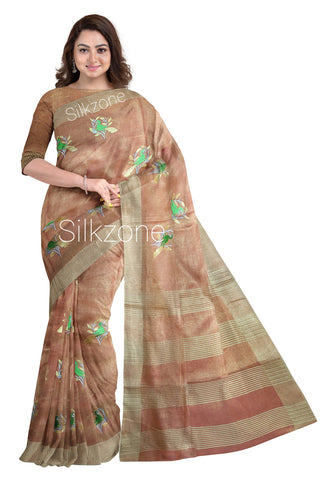 Tissue Linen Embroidery Saree SILK ZONE