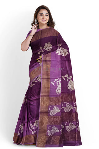 Pure Tussar Silk print saree