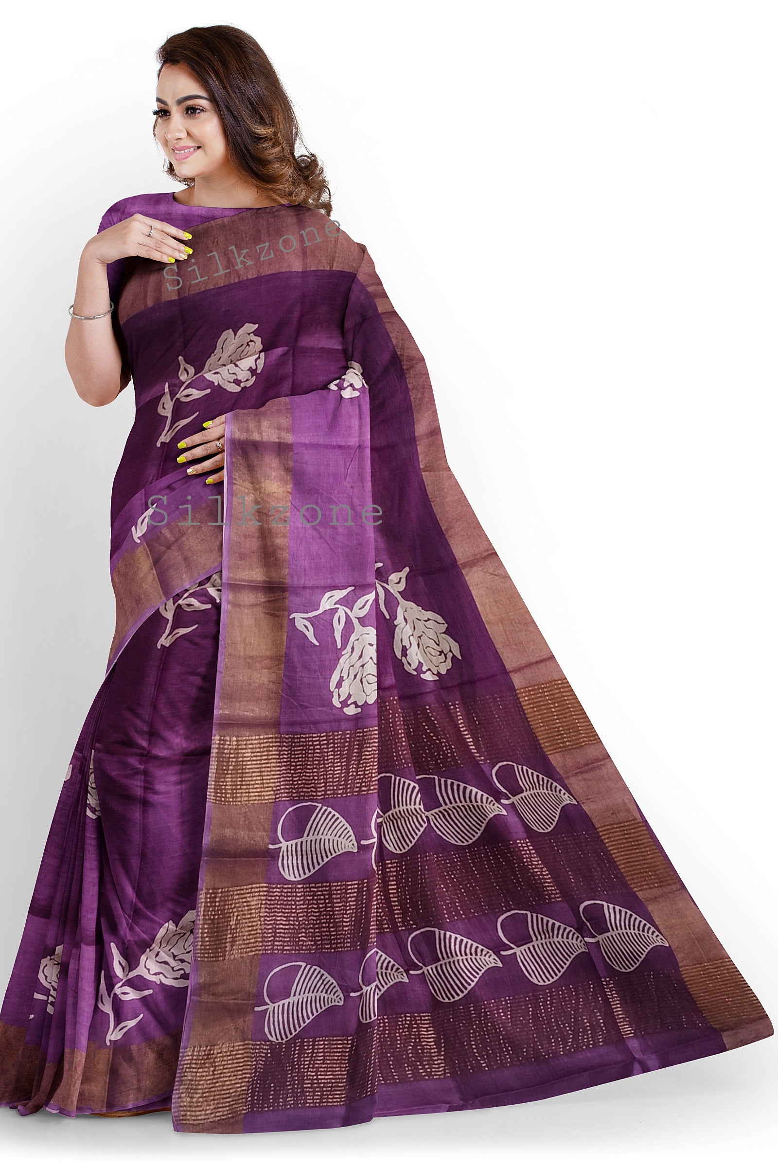 Pure Tussar Silk print saree