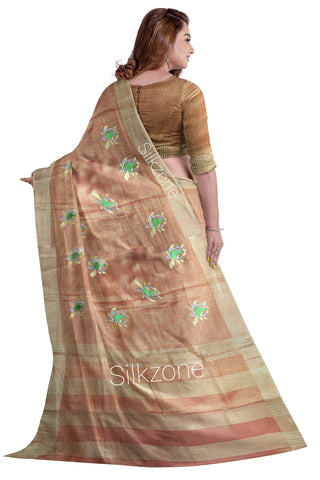 Tissue Linen Embroidery Saree SILK ZONE