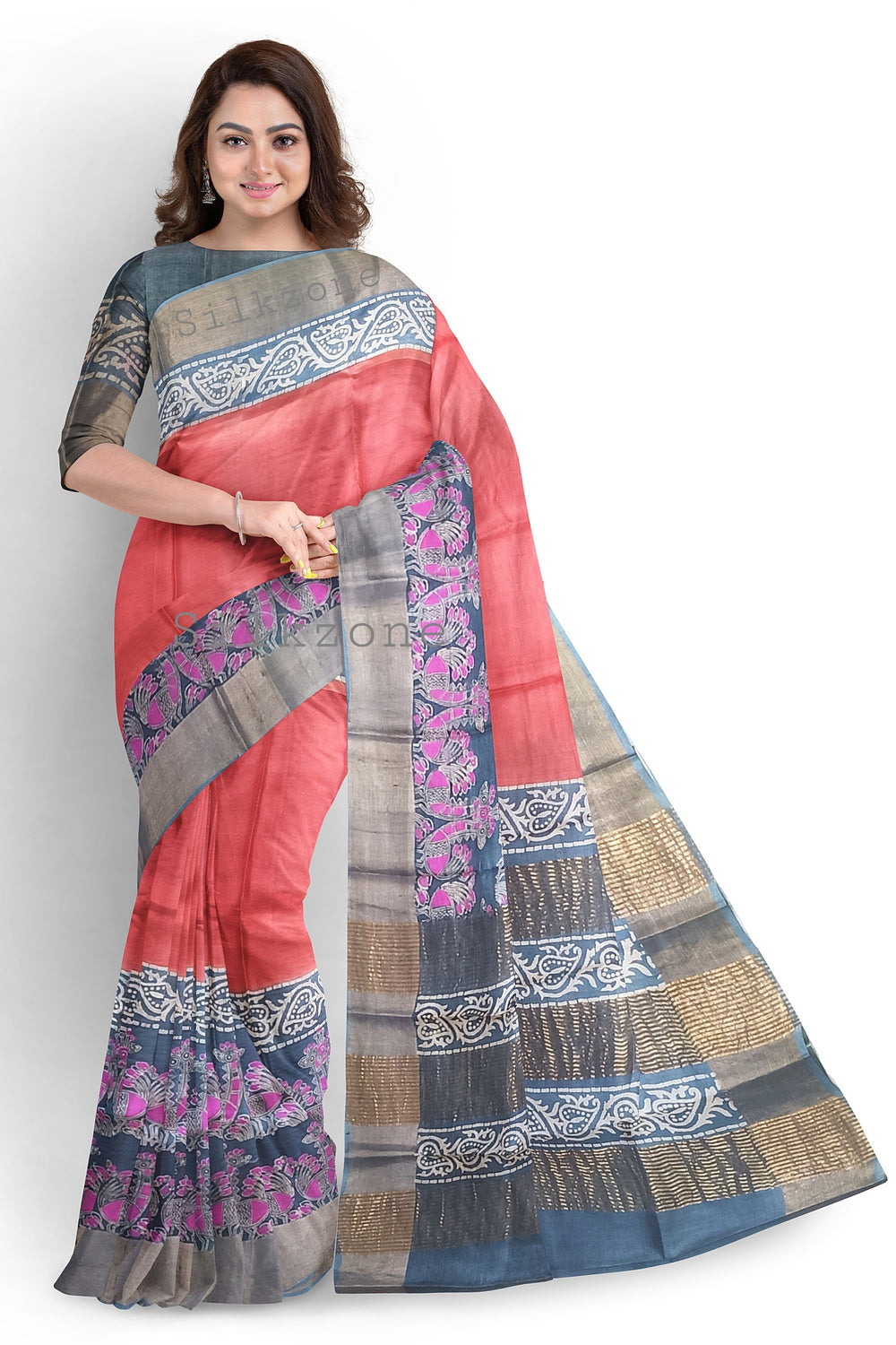 Pure Tussar Silk print saree