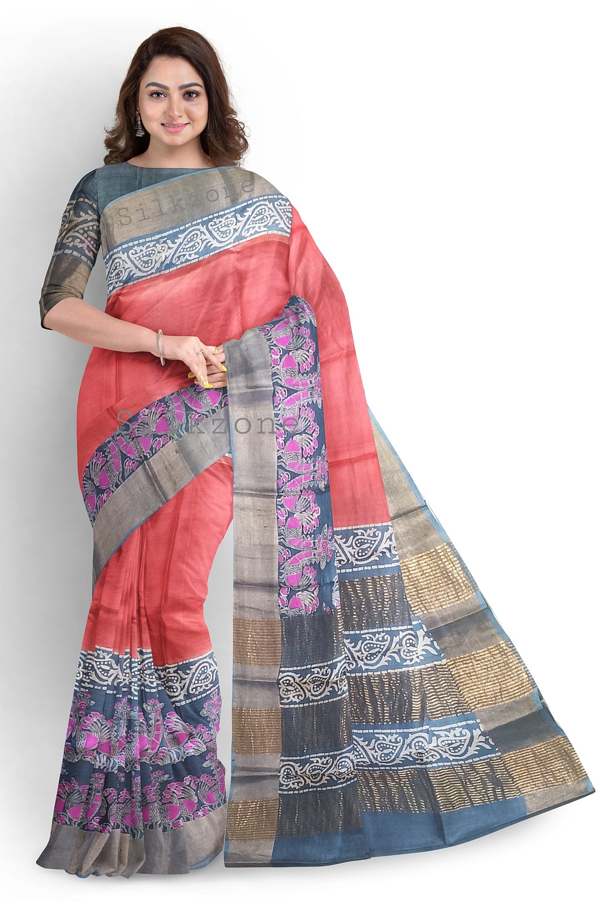 Pure Tussar Silk print saree