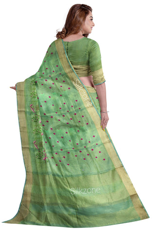 Tissue Linen Embroidery Saree SILK ZONE