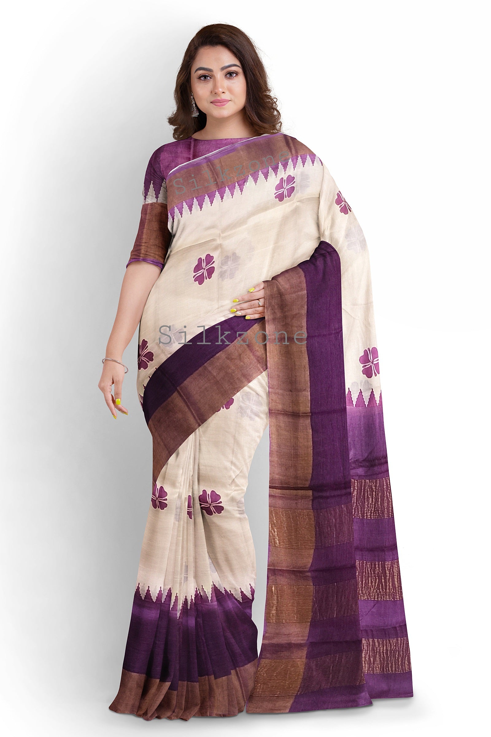 Pure Tussar Silk print saree