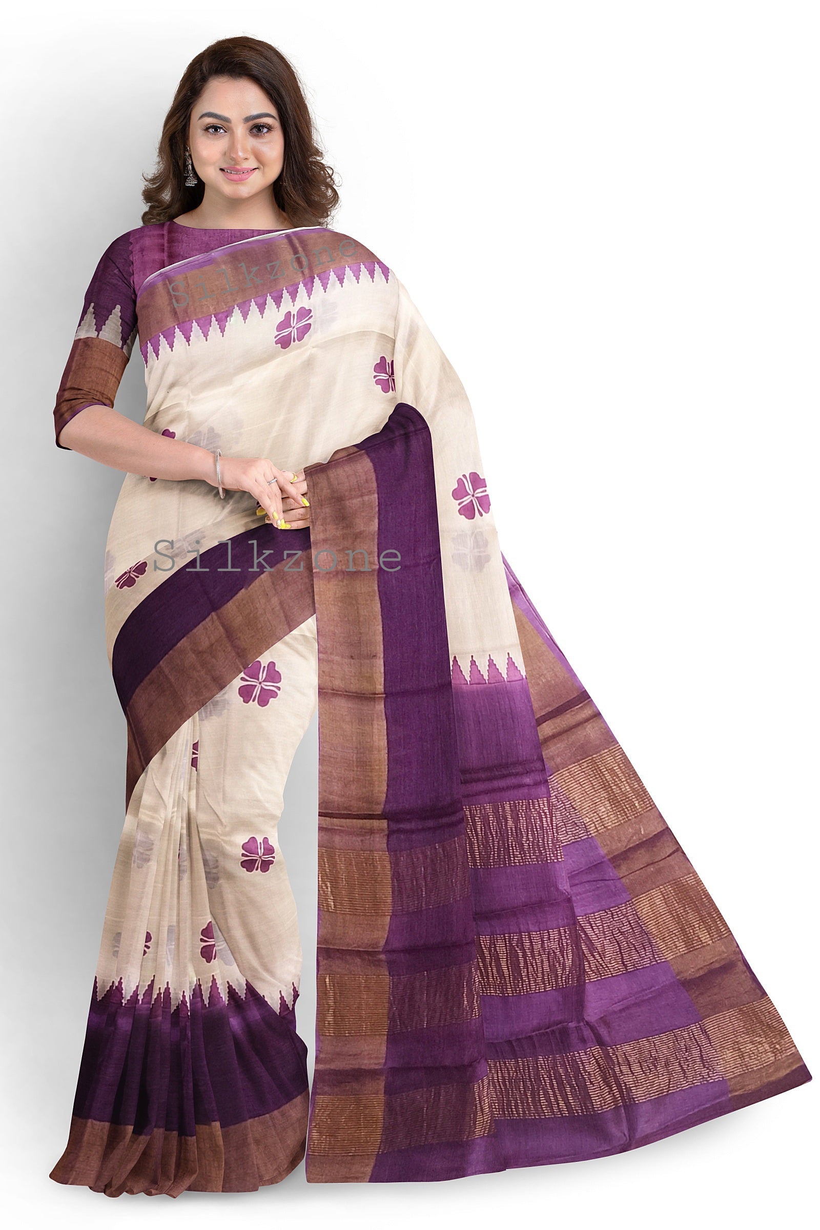 Pure Tussar Silk print saree