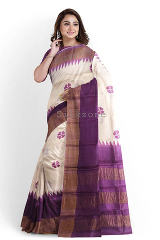 Pure Tussar Silk print saree