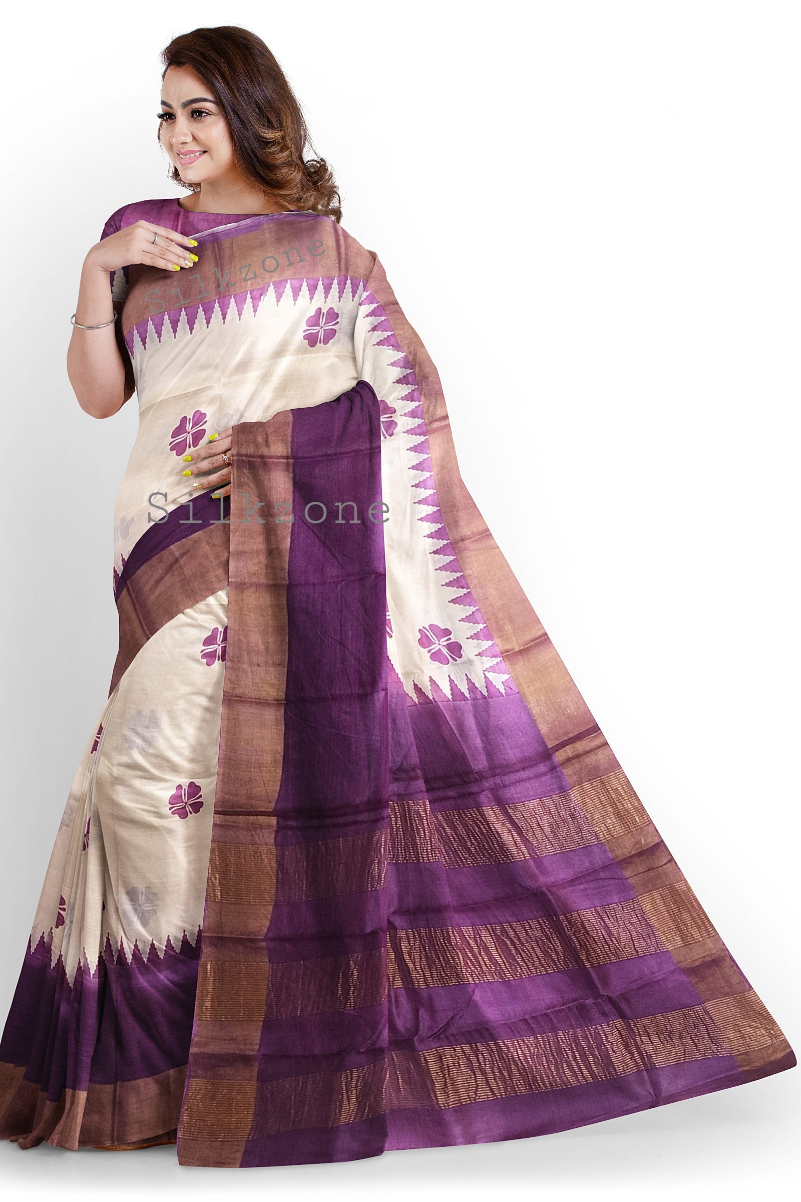 Pure Tussar Silk print saree