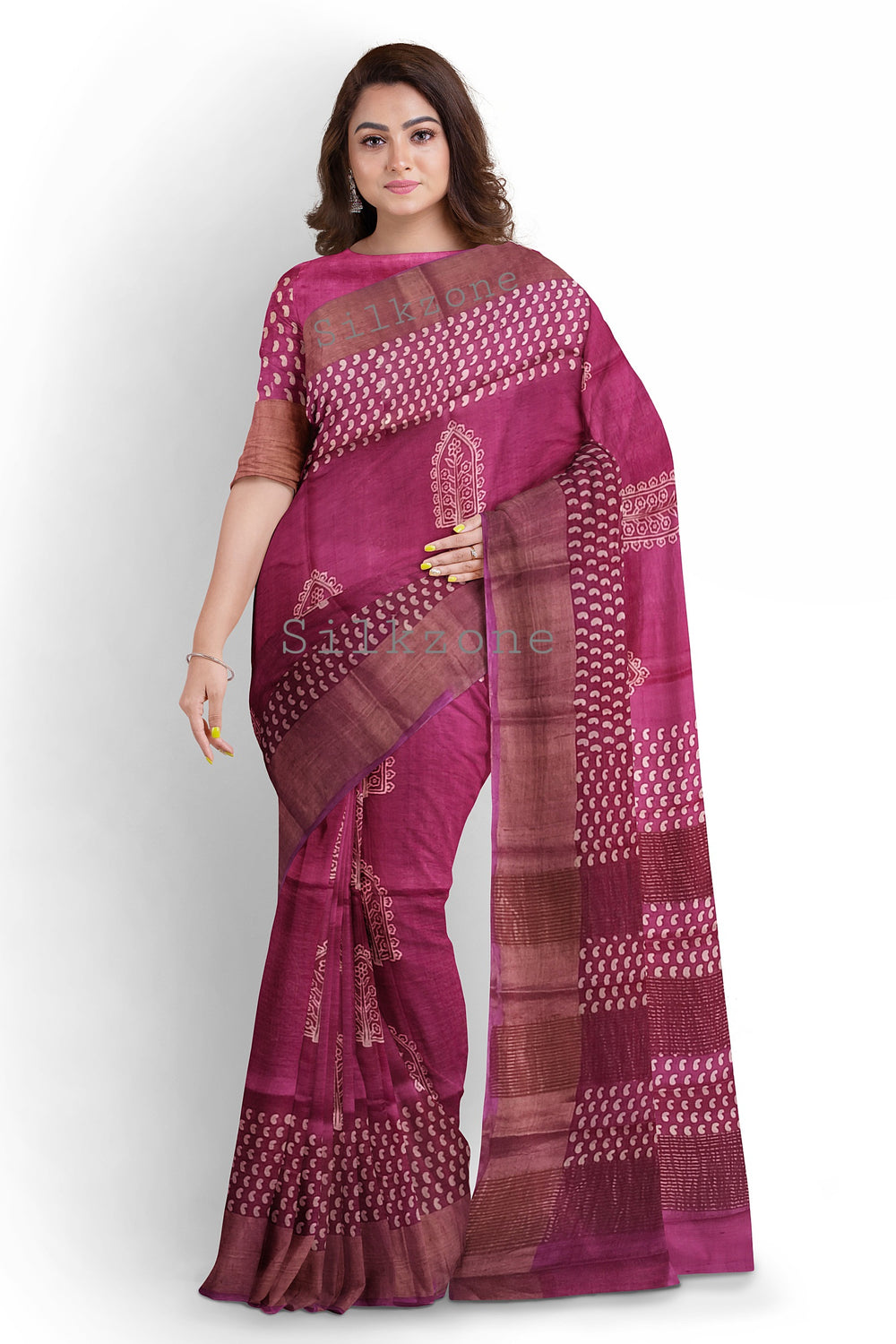 Pure Tussar Silk print saree