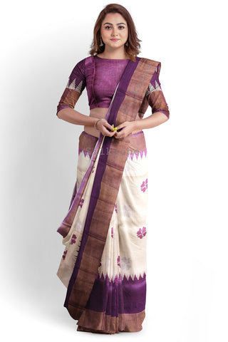 Pure Tussar Silk print saree