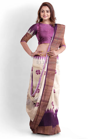 Pure Tussar Silk print saree