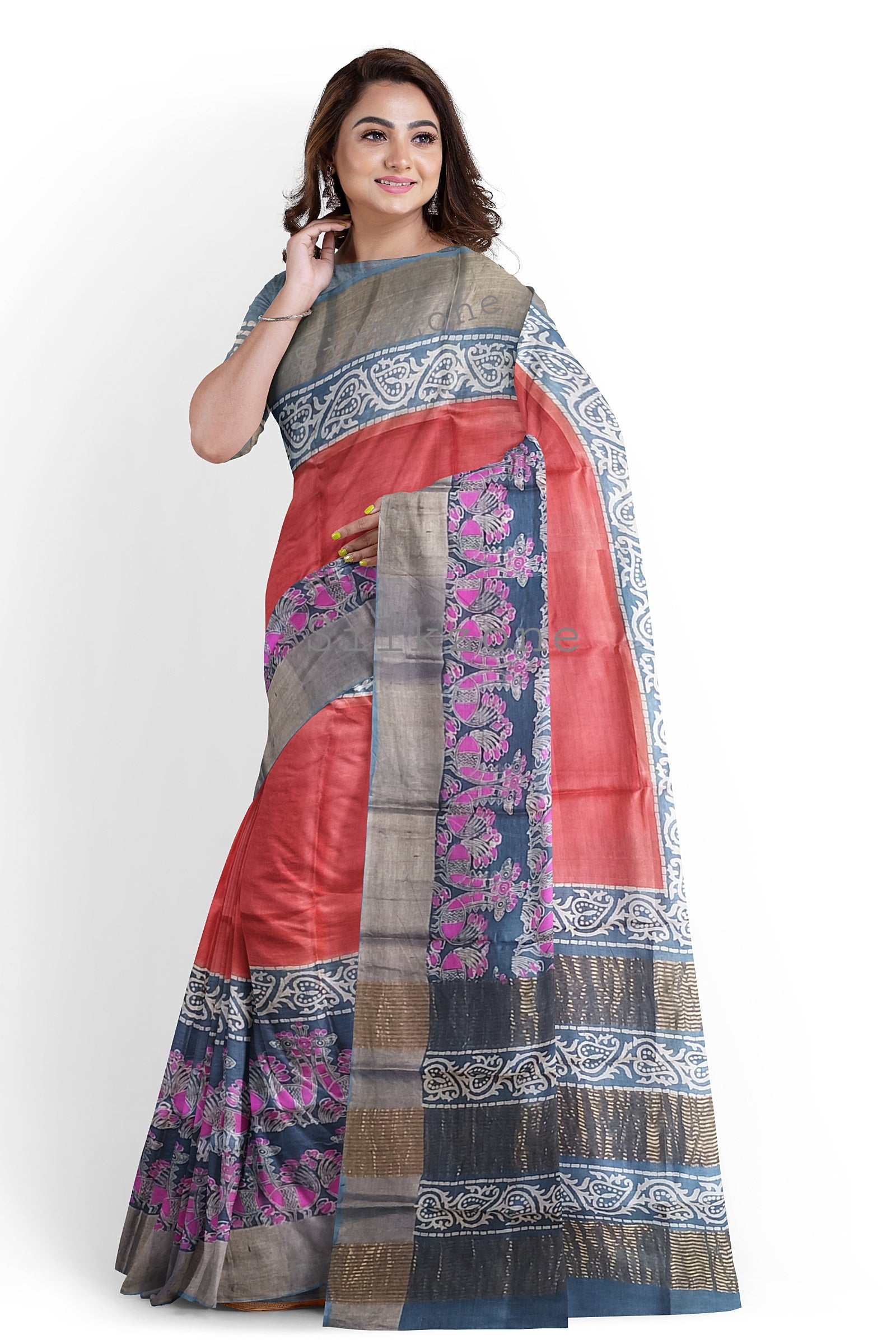 Pure Tussar Silk print saree