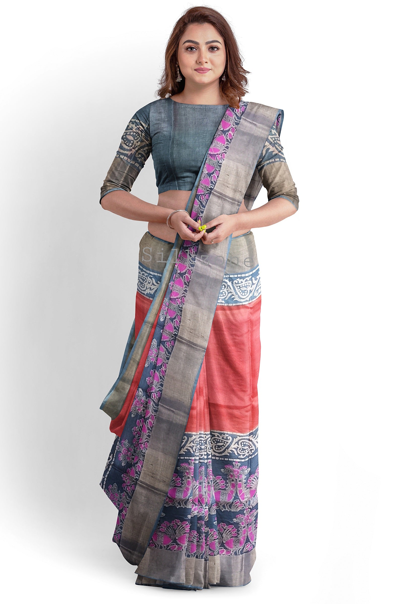 Pure Tussar Silk print saree
