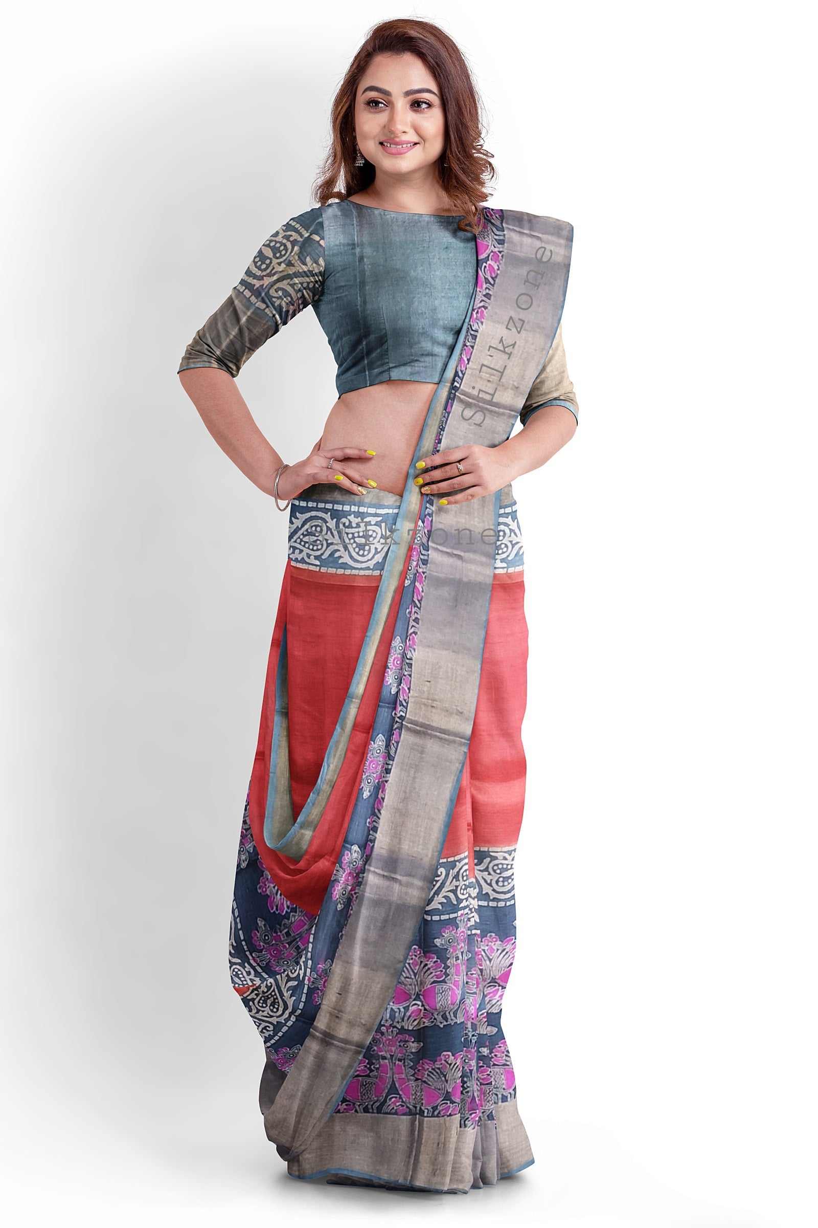 Pure Tussar Silk print saree
