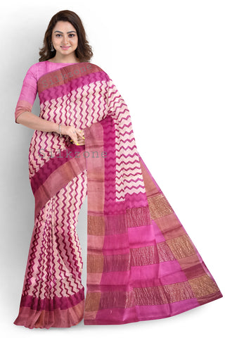 Pure Tussar Silk print saree