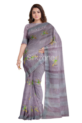 Tissue Linen Embroidery Saree SILK ZONE