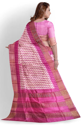 Pure Tussar Silk print saree