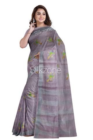 Tissue Linen Embroidery Saree SILK ZONE