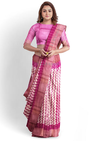 Pure Tussar Silk print saree