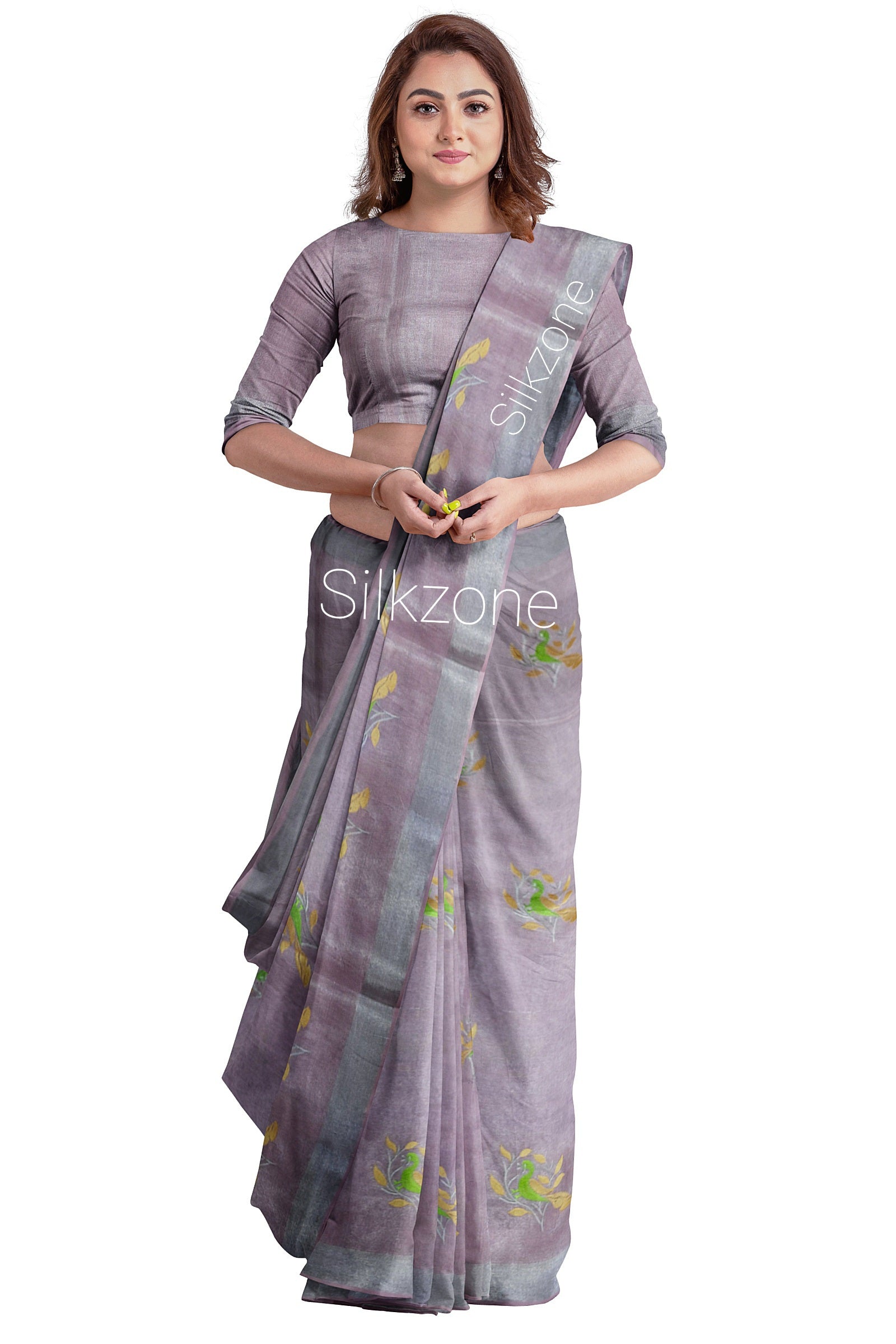 Tissue Linen Embroidery Saree SILK ZONE