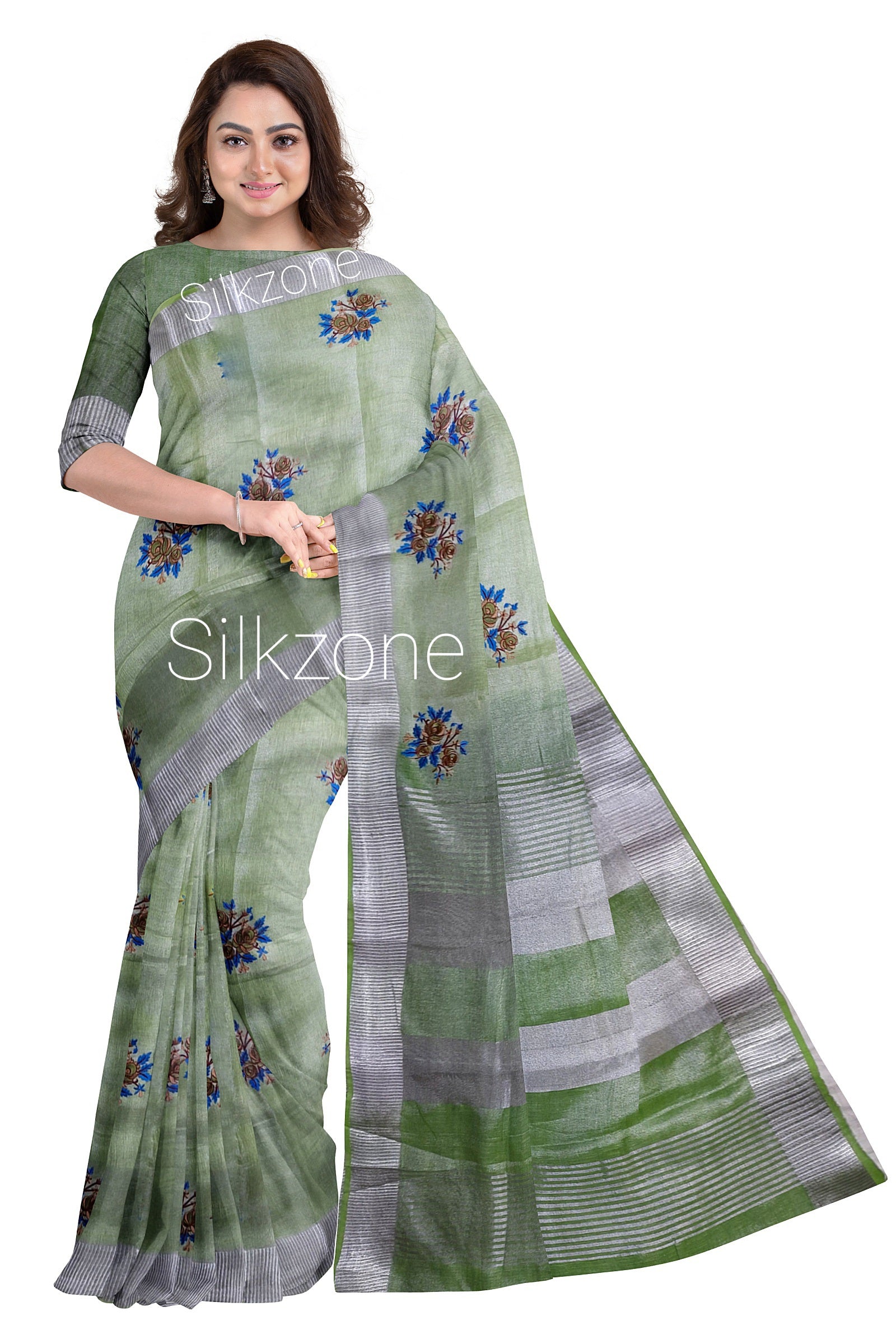 Pure Tissue Linen Embroidery Saree SILK ZONE